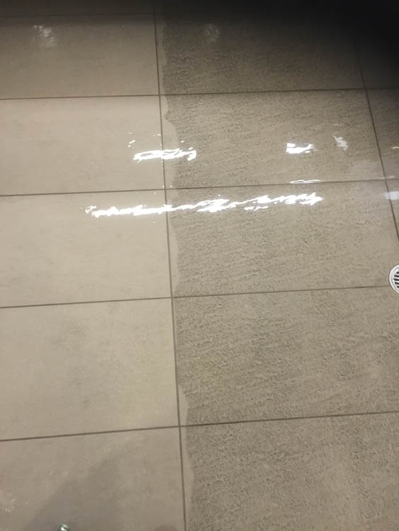 Tile cleaning in a commercial building on North Terrace, Adelaide
